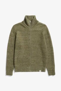 Hagen Wool Cotton Rib Full Zip Jacket