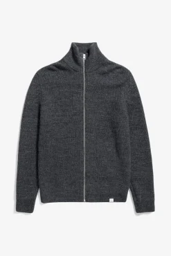 Hagen Wool Cotton Rib Full Zip Jacket