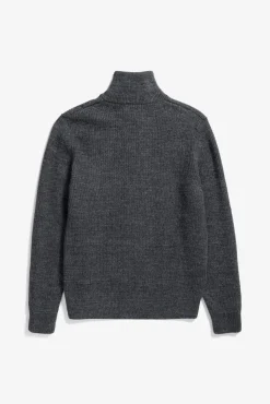 Hagen Wool Cotton Rib Full Zip Jacket