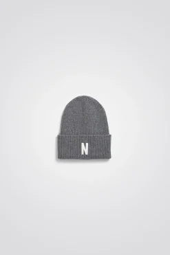 Merino Lambswool Rib N Logo Beanie