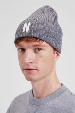Merino Lambswool Rib N Logo Beanie