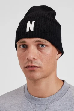 Merino Lambswool Rib N Logo Beanie