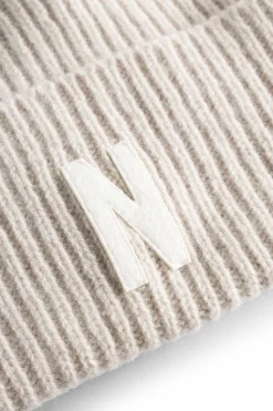 Merino Lambswool Rib N Logo Beanie