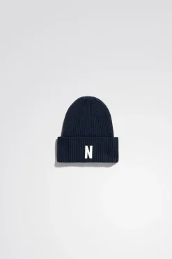 Merino Lambswool Rib N Logo Beanie