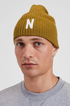 Merino Lambswool Rib N Logo Beanie